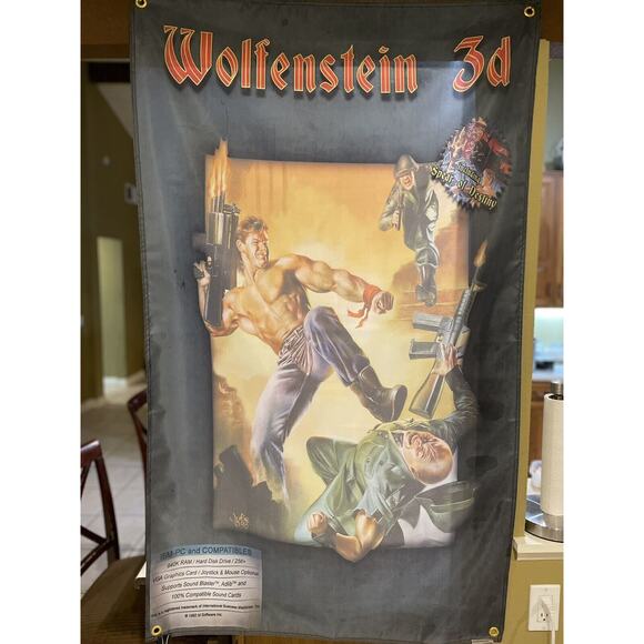 Wolfenstein 3D 5ft Flag PC 1990 id Software Banner Poster
